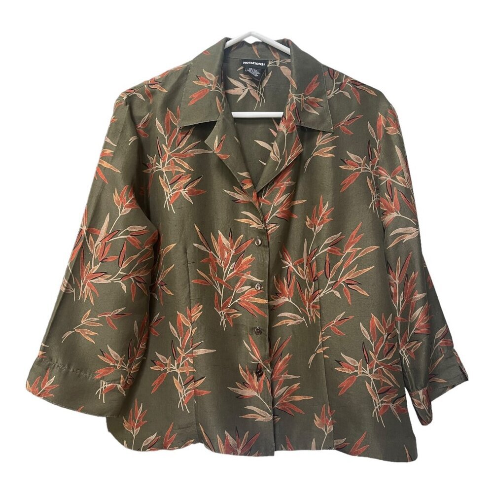 100% Silk Notations Silk Women's Blouse Size Large